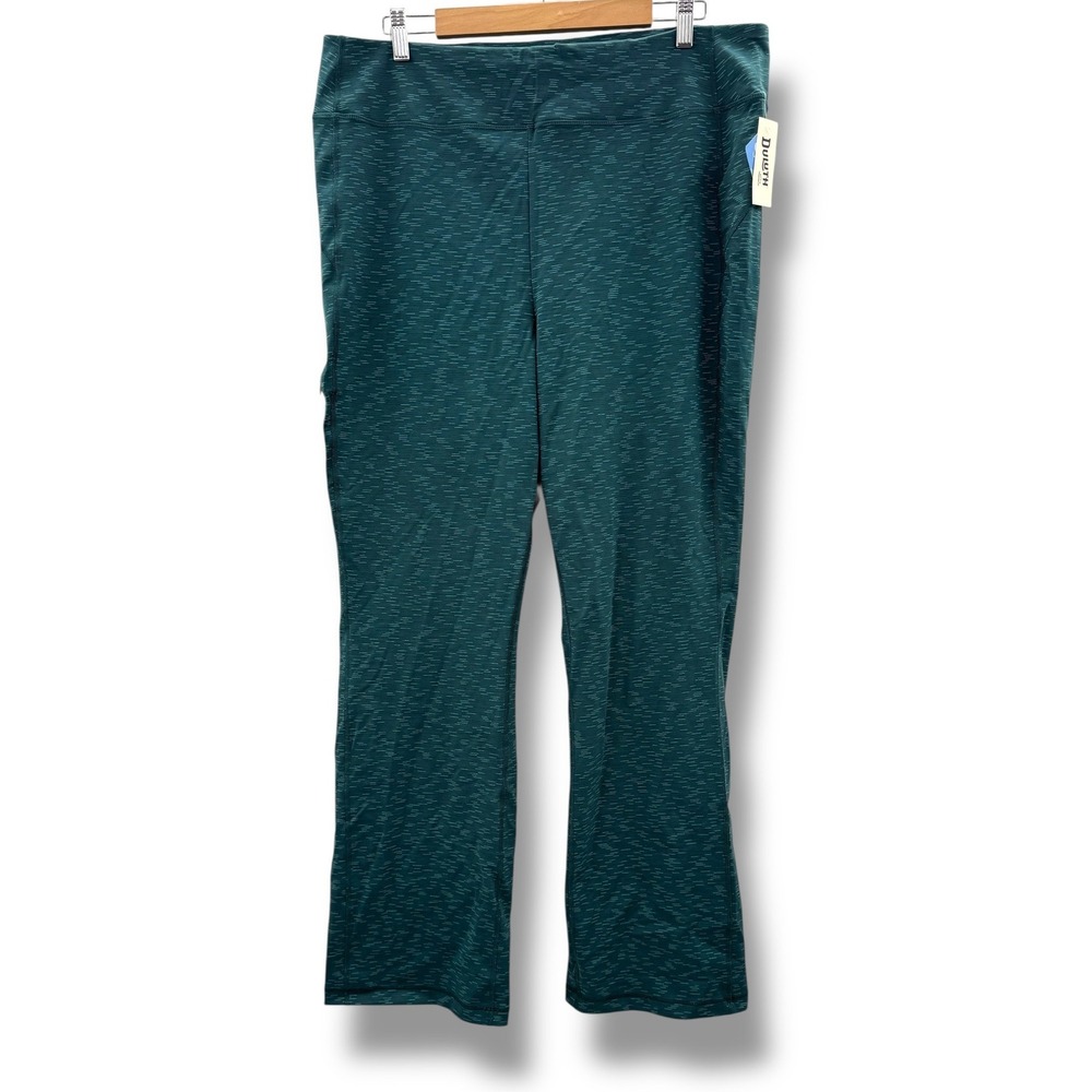 Duluth Trading NoGA Bootcut Pants XL x 33 Teal Print Stretch Casual Outdoor NWT